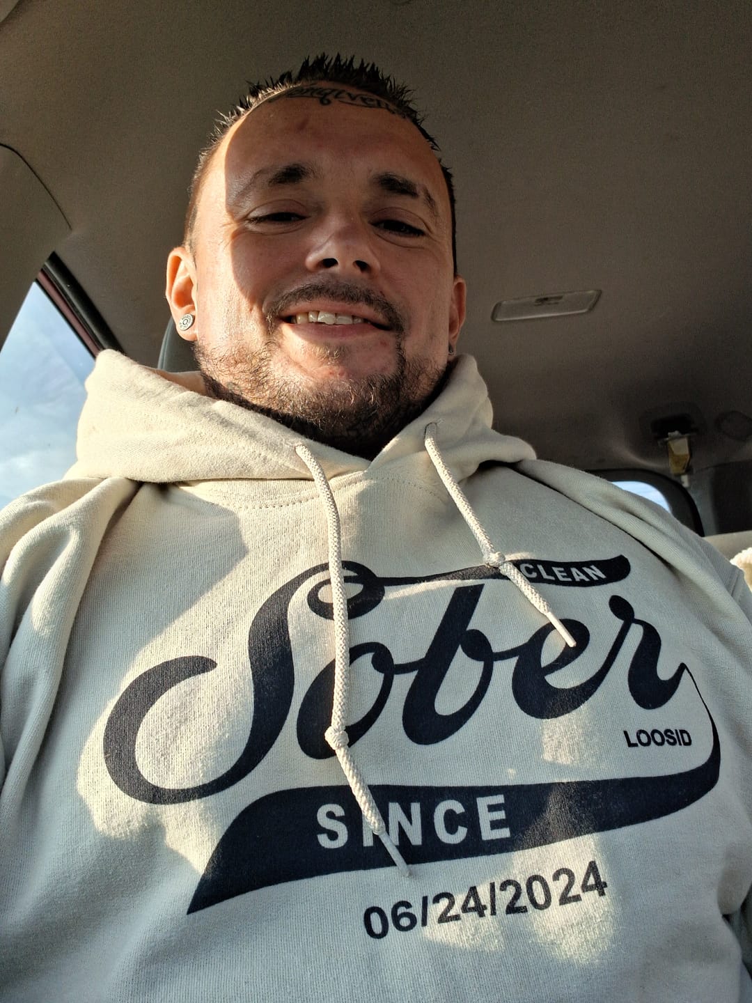 Customer photo review of Recovery Hoodie | Sober Since Unisex Hoodie with Custom Sobriety Date