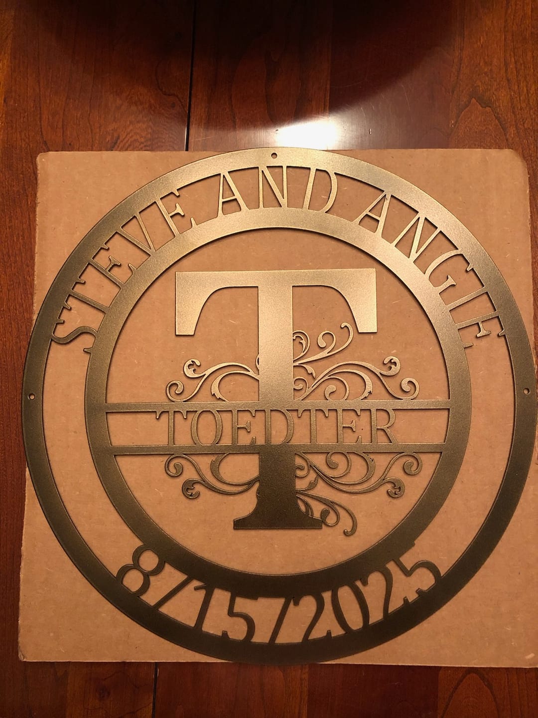 Customer photo review of Custom Metal Family Established Monogram Wall Art - 20+ Color Options