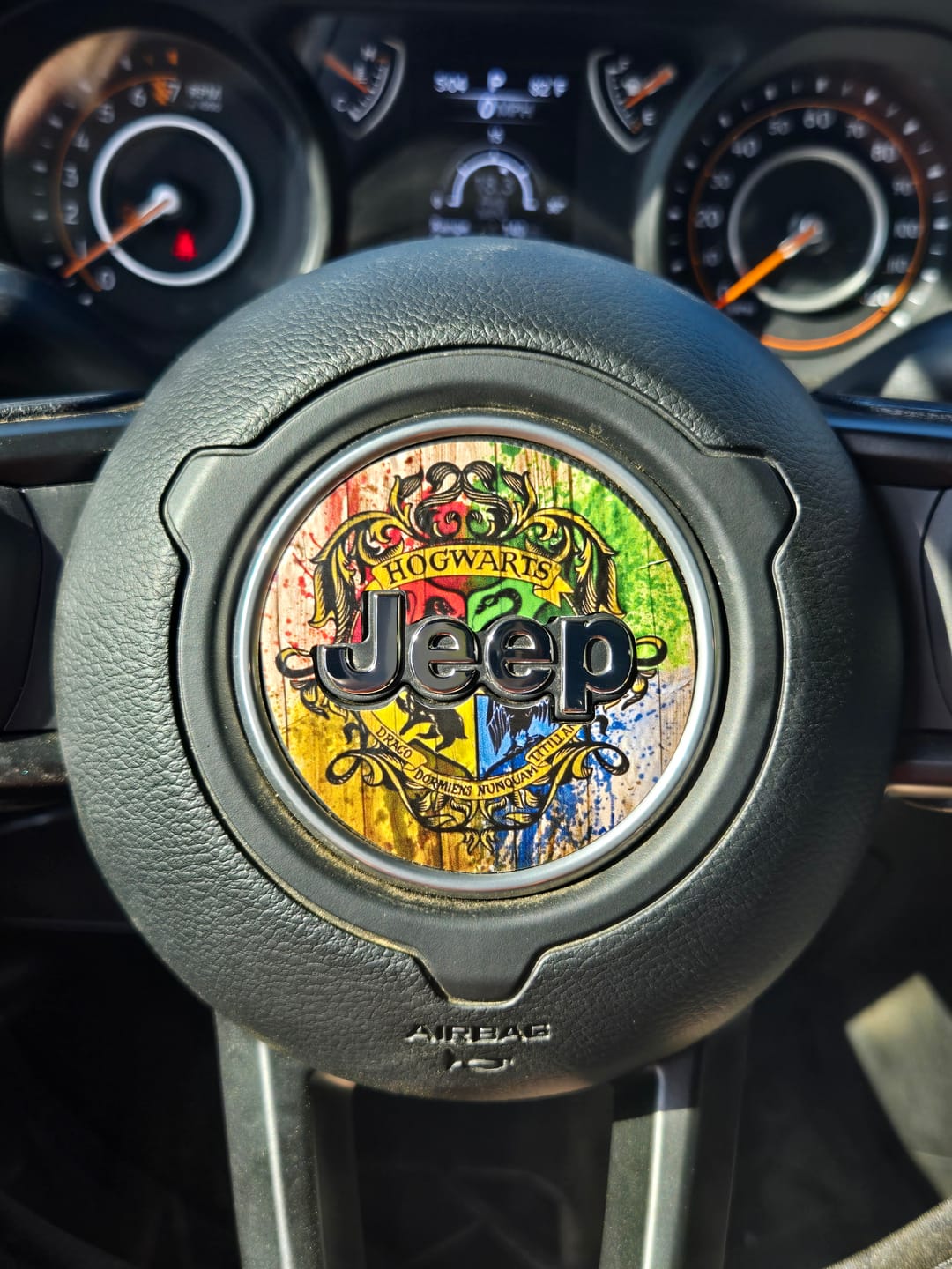 Customer photo review of Design Your Own Steering Wheel Decal for Jeep