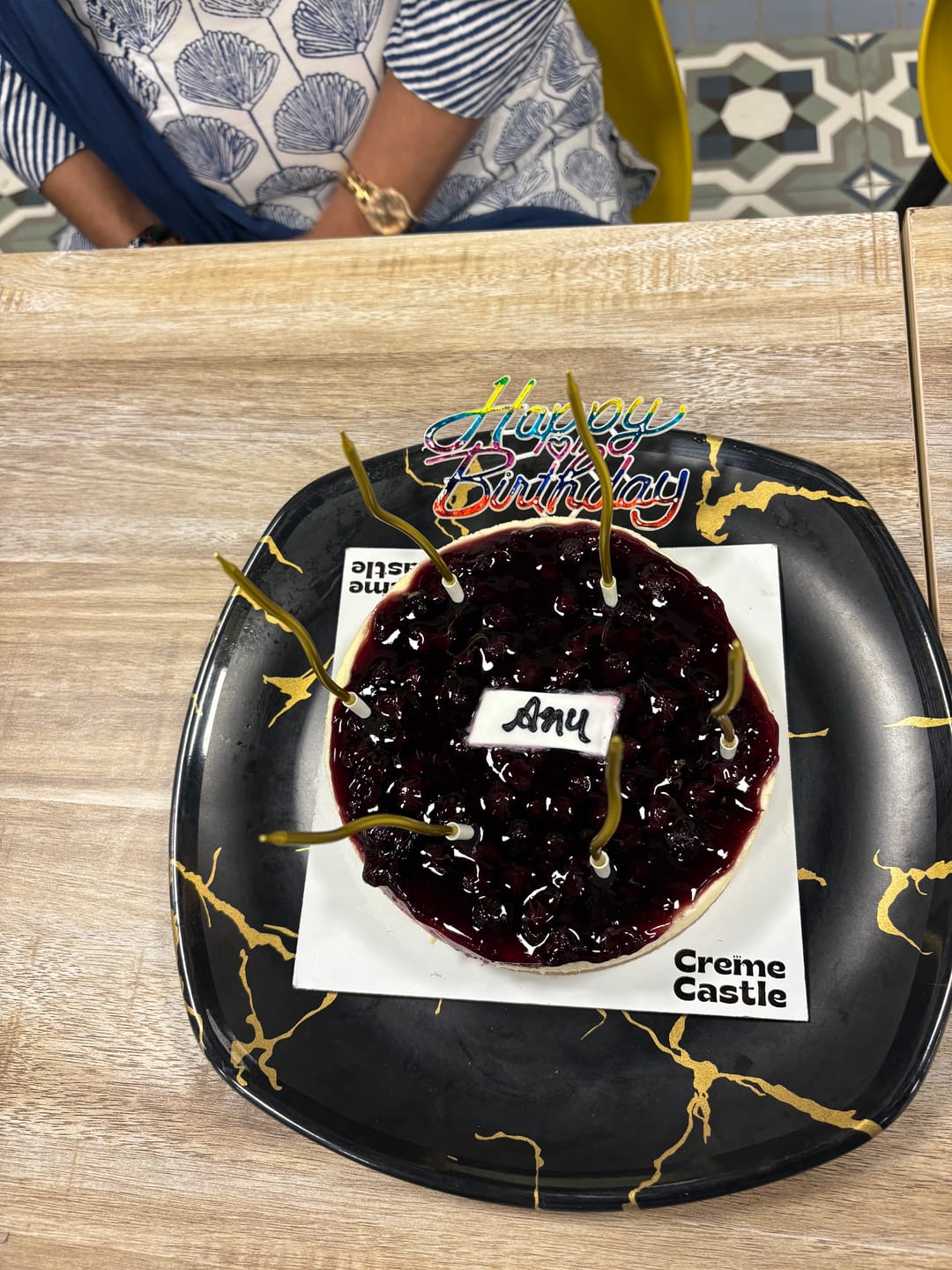 Customer photo review of Blueberry Baked Cheesecake