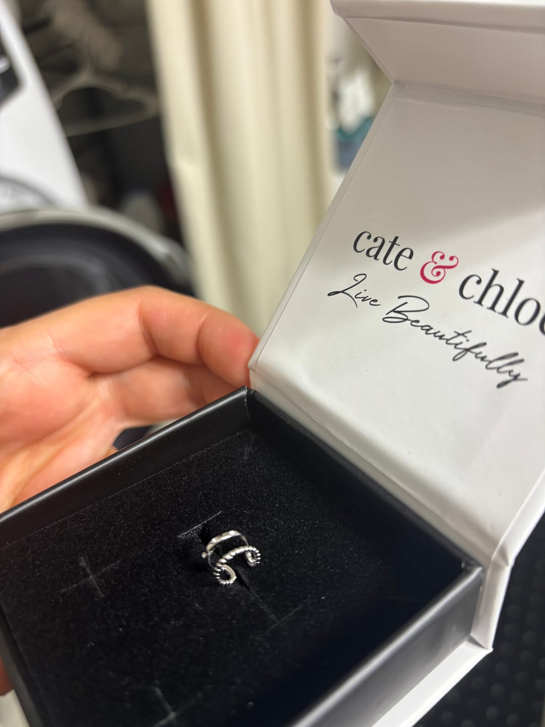 Customer photo review of Sasha 18k White Gold Plated 10mm Hoop Ear Cuff with Swarovski Crystals