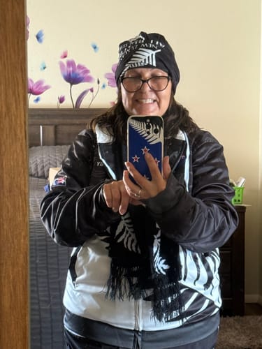 Customer photo review of New Zealand Silver Fern Rugby Sherpa Hoodie All Black Go Champions Maori Pattern LT14