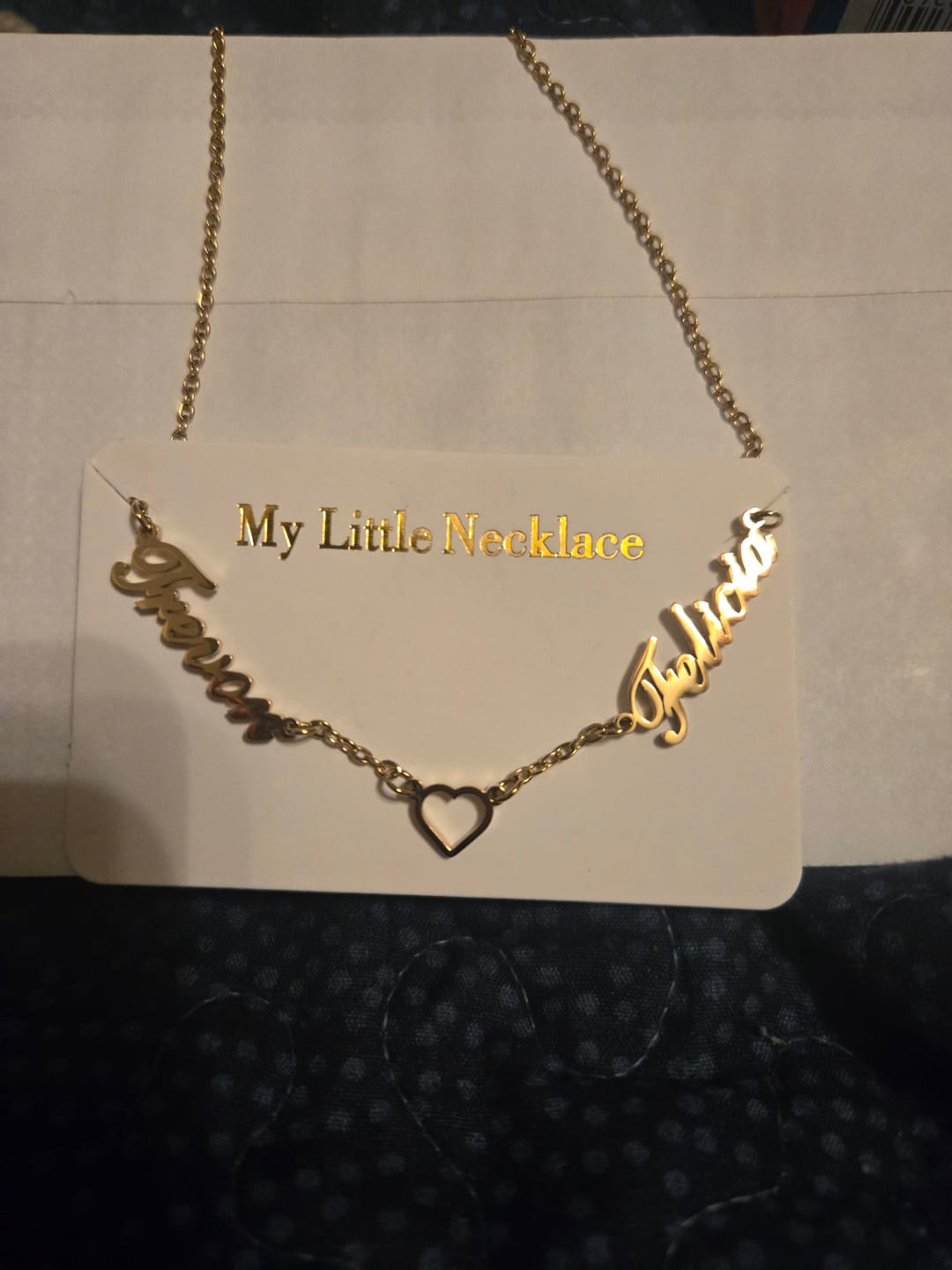 Customer photo review of Heart & Names Custom Necklace