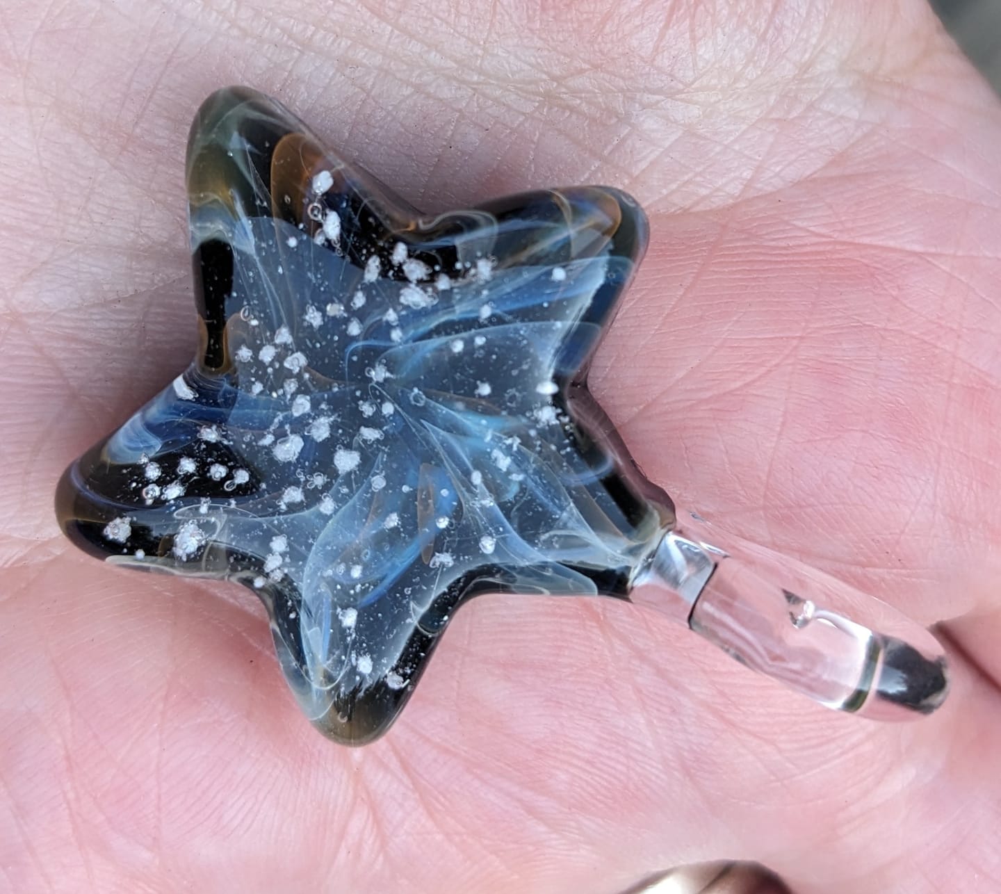 Customer photo review of Ghost Pendant with Infused Cremation Ashes