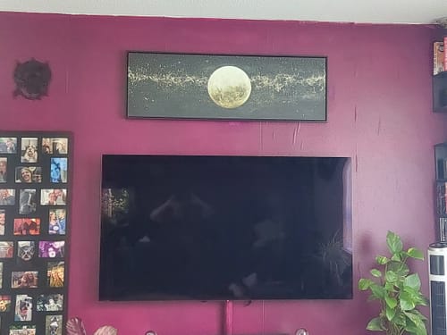 Customer photo review of Black and White Moon In Starry Sky Horizontal Above Bed Wall Art