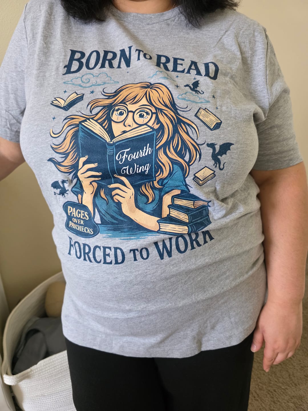 Customer photo review of Born to Read Fourth Wing Tee