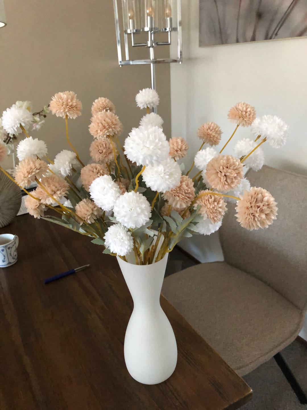 Customer photo review of Zijden Kiku Bloemen - Beige Mix