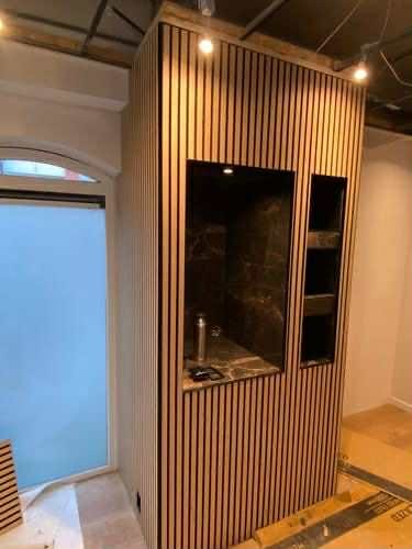 Customer photo review of Natural Oak Wall Panel | Luxury 3-Sided Wood Veneer