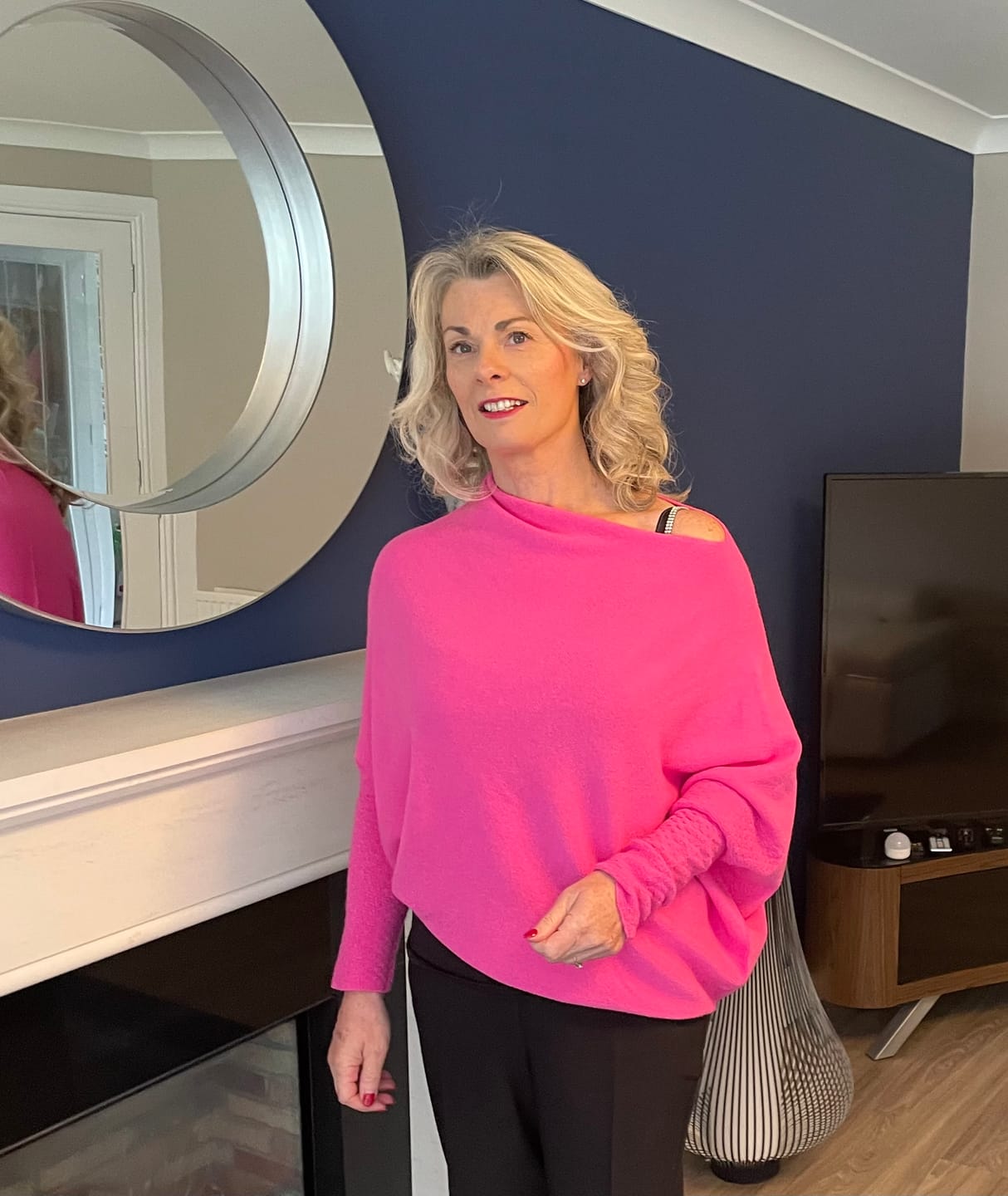 Customer photo review of Soft Knit Asymmetric Jumper - Fuchsia
