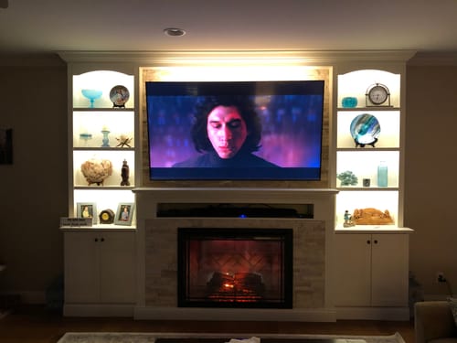 Customer photo review of New Dimplex Revillusion 42 inch Built-In Electric Firebox w/ Glass and Plug Kit | Herringbone Brick