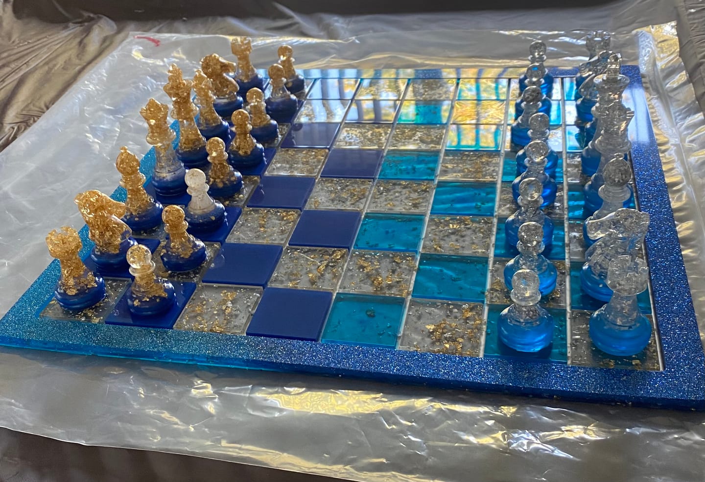 Customer photo review of 19x19x0.5" Full Size Chess Board Silicone Mold With 2" Squares