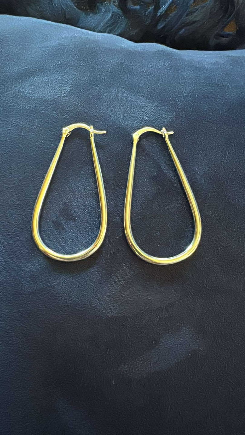 Customer photo review of Beatrice 18k White Gold Plated 24mm U-Shaped Hoop Earrings