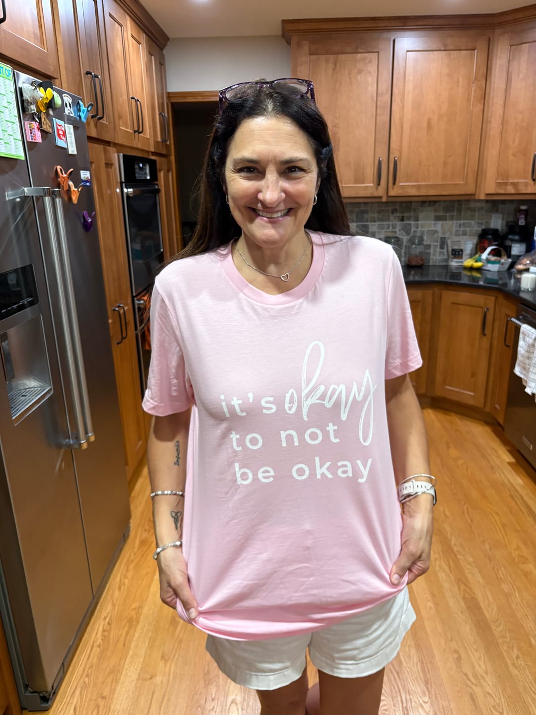 Customer photo review of I Feel All The Feels Embroidered T-Shirt