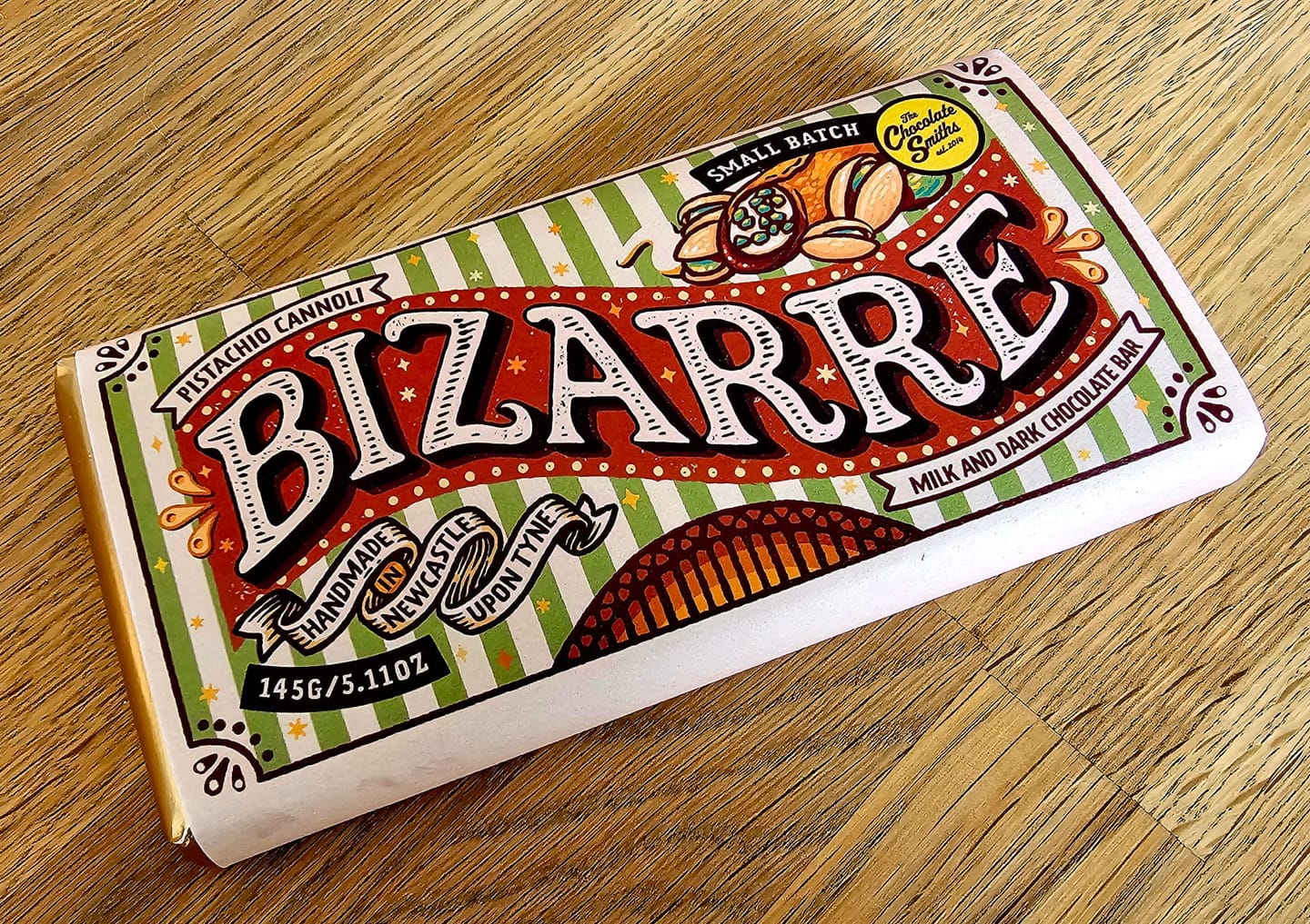 Customer photo review of *Levelled up* Pistachio Cannoli Inspired Bizarre chocolate bar 145g