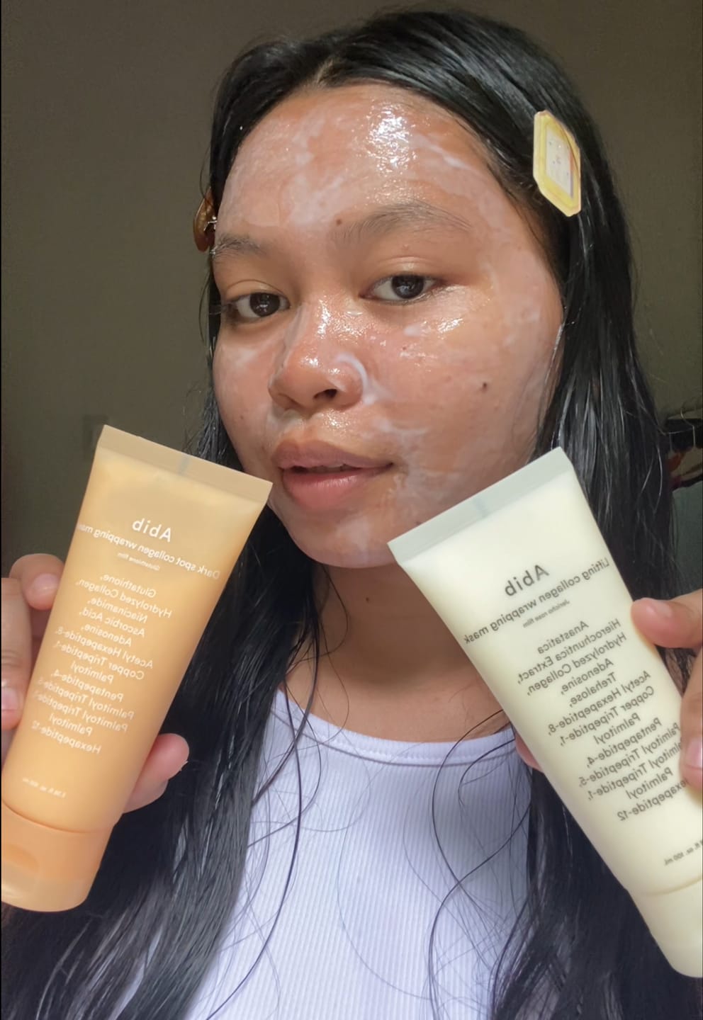 Customer photo review of Dark spot collagen wrapping mask Glutathione film