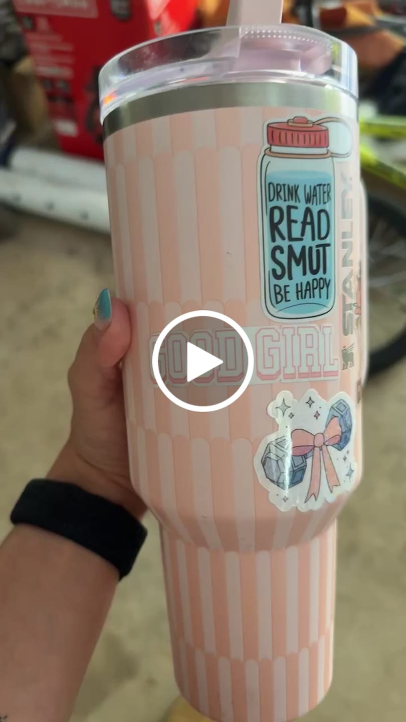 Customer video review of drink water sticker
