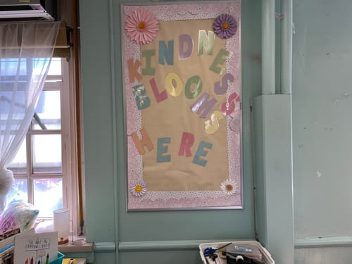 Customer photo review of Dainty Dot White and Black Bulletin Board Border | Pretty in Pastel
