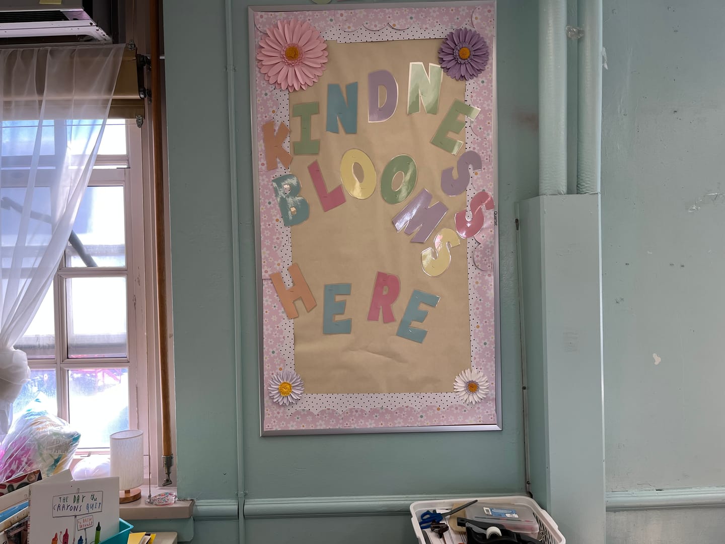 Customer photo review of Dainty Dot White and Black Bulletin Board Border | Pretty in Pastel