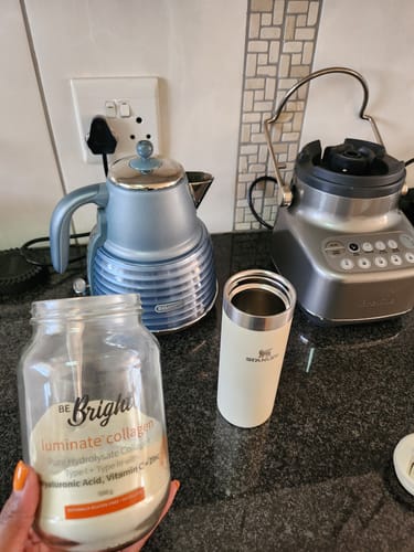 Customer photo review of Be Bright Luminate Collagen Powder Jar 500g