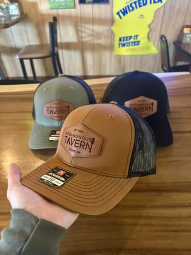Customer photo review of Custom Leather Patch Trucker Hat - Richardson 112