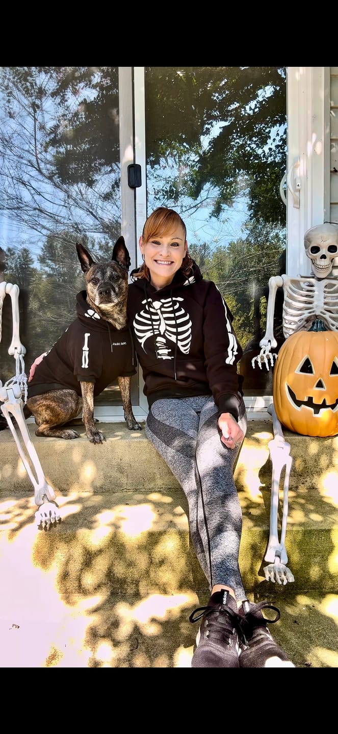Customer photo review of Halloween Human Hoodie - Reflective Skeleton