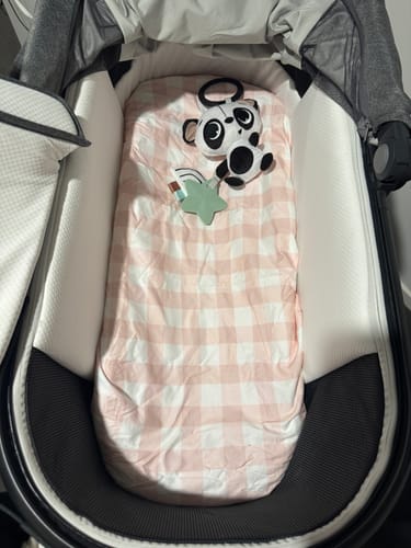 Customer photo review of Small Bassinet Waterproof Sheet - Pink Gingham