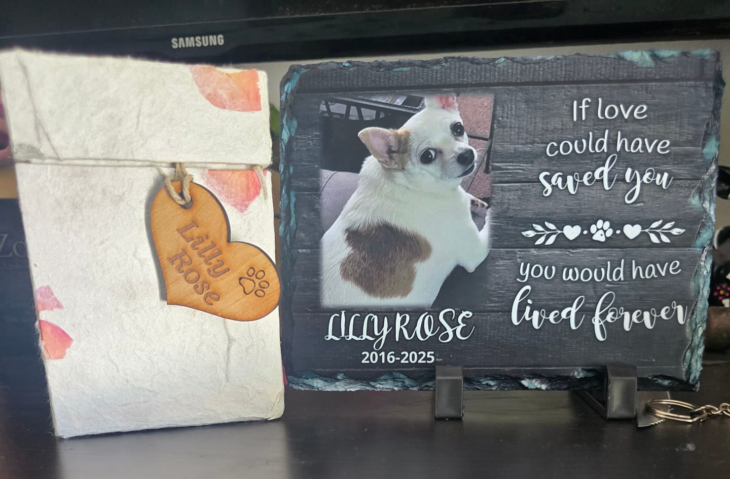Customer photo review of Personalized Dog Memorial   If Love Could Have Saved You  Personalized Picture Keepsake