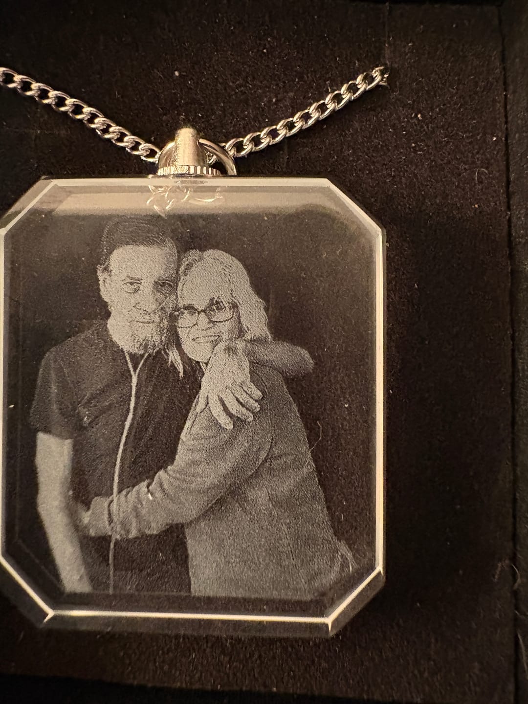 Customer photo review of For Memorial - I Will Carry You With Me Until I See You Again Transparent Photo Custom Necklace