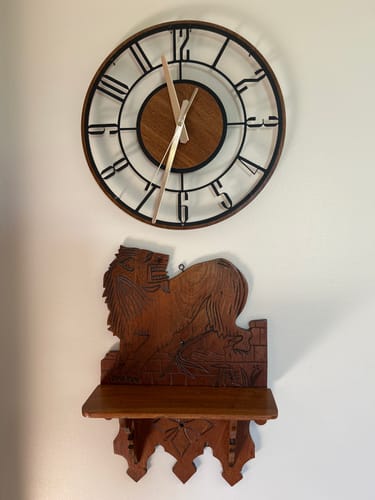 Customer photo review of Wood and Metal Frame Wall Clock