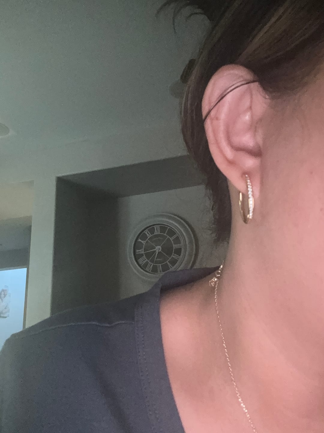 Customer photo review of Bianca 18k White Gold Plated 25mm Silver Hoop Earrings with Swarovski Crystals