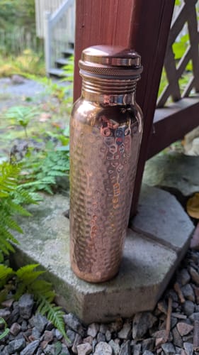 Customer photo review of Certified Ayurveda® Pure Copper Water Bottle - V2 Hand-Hammered Edition