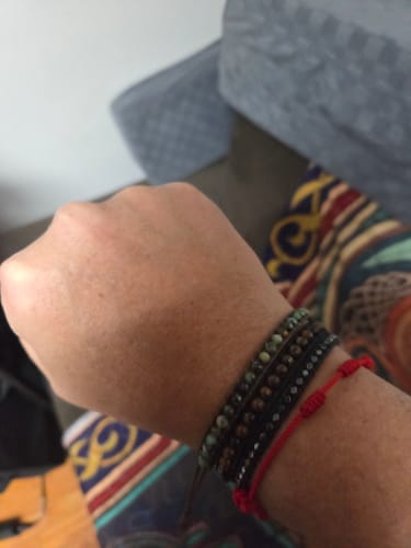 Customer photo review of Natural African Turquoise Adjustable Vegan Bead Bracelet