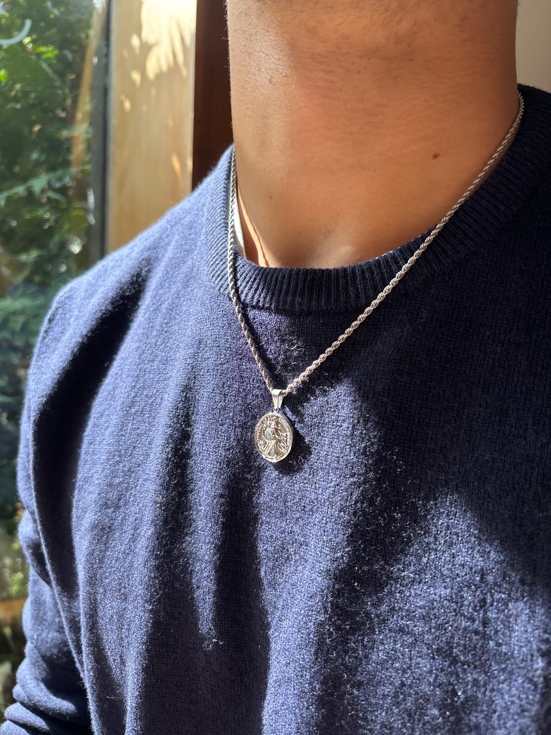 Customer photo review of Silver St Christopher Necklace