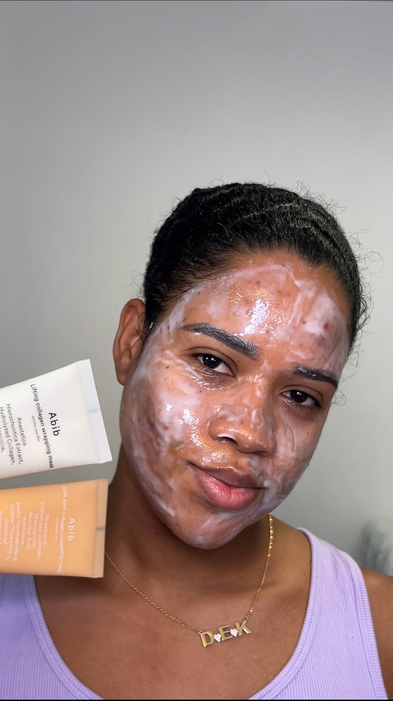 Customer photo review of Dark spot collagen wrapping mask Glutathione film