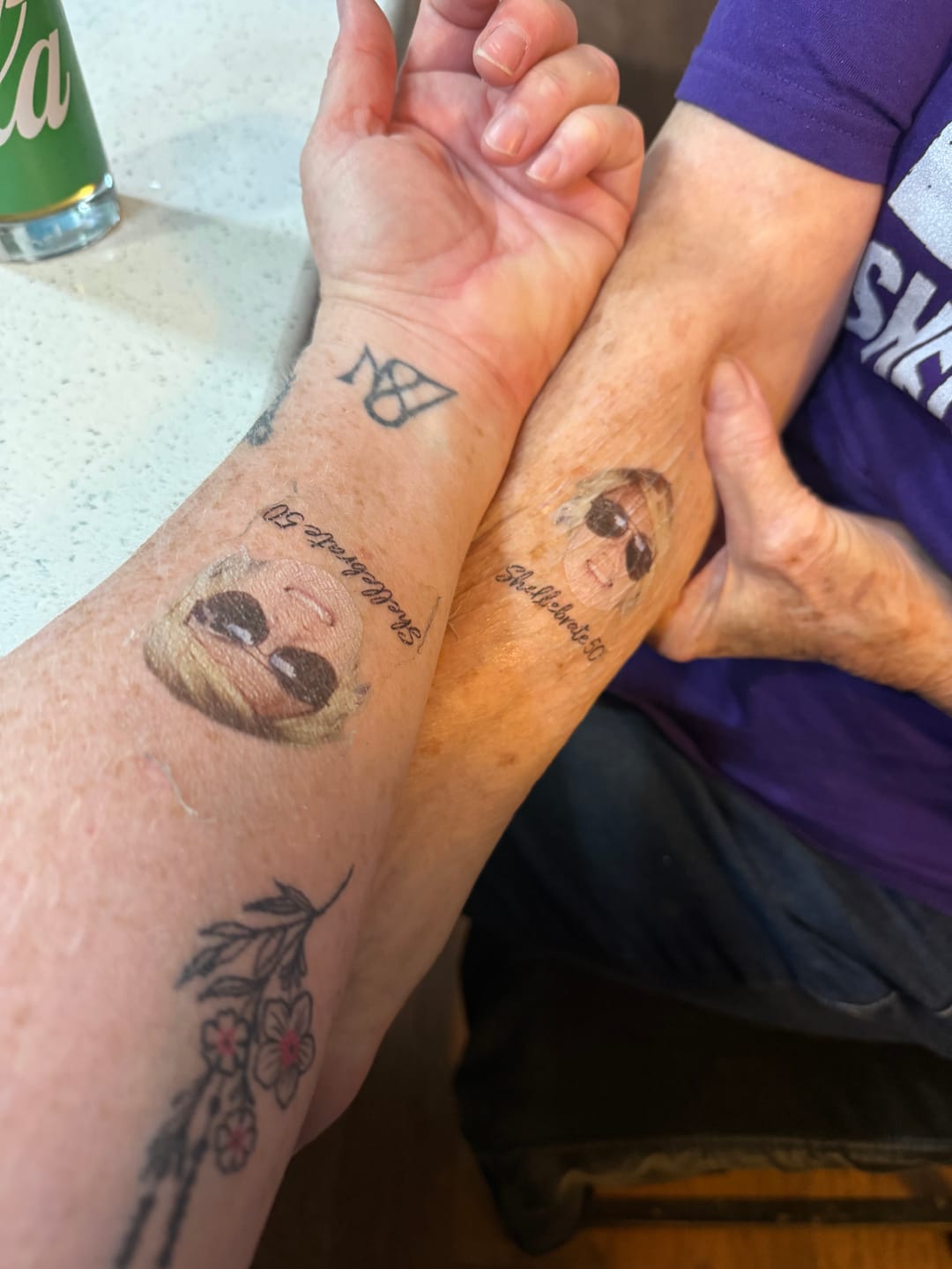 Customer photo review of Face Cut-Out Photo with Text Temporary Tattoo