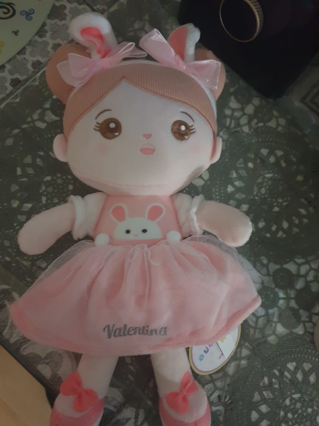 Customer photo review of Personnalisée Poupée en Peluche avec Yeux Ouverts en Costume de Lapin
