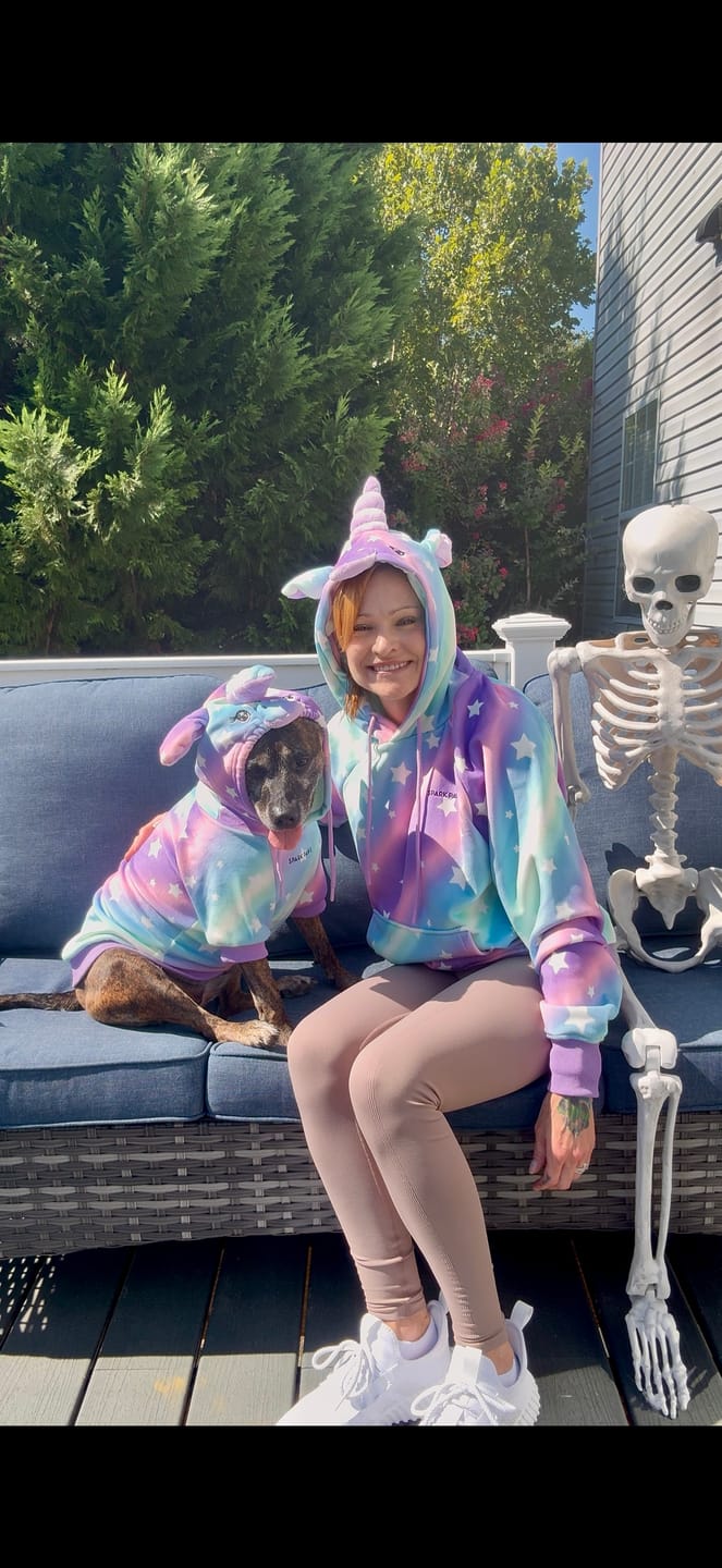 Customer photo review of Halloween Human Hoodie - Unicorn