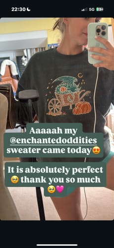 Customer photo review of GREEN Sleepy Harvest Dragon Embroidered Crewneck