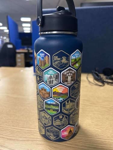 Customer photo review of United Kingdom Bottle + Stickers