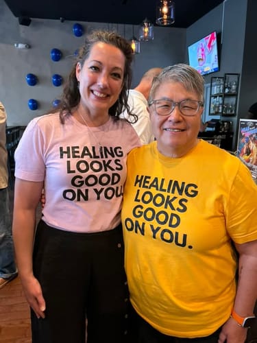 Customer photo review of Healing Looks Good Premium Unisex T-Shirt