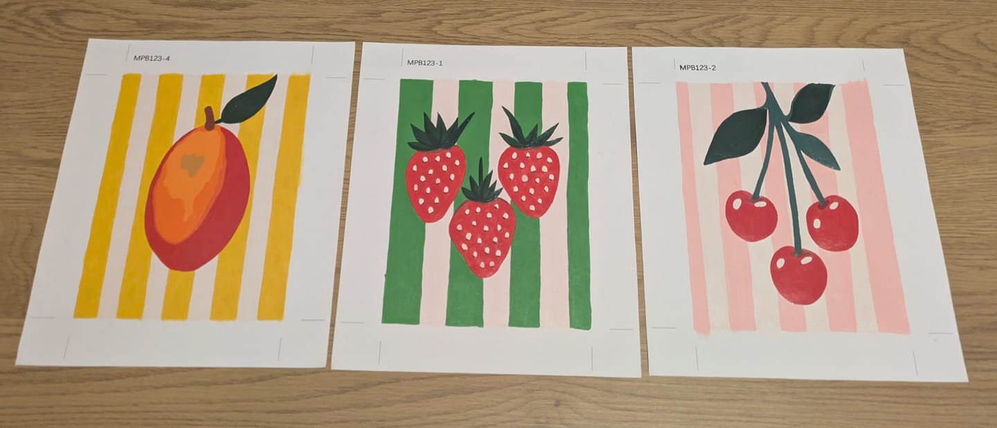 Customer photo review of 6 Mini Paintings - Fruit Set