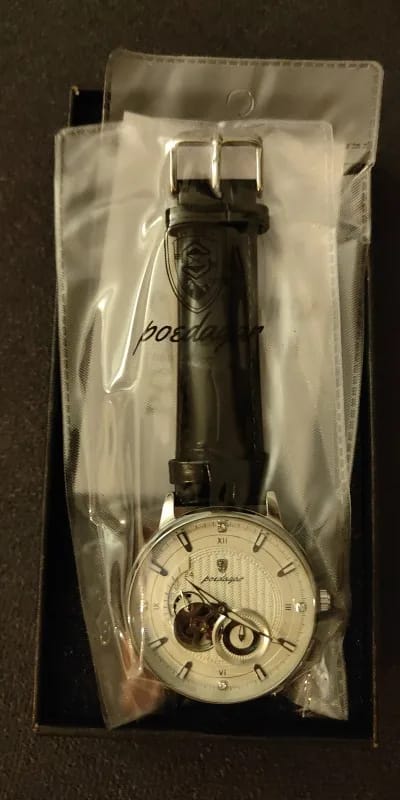 Customer photo review of Gold-Tone Skeleton Tourbillon Automatic Watch — Brown | KIMLUD