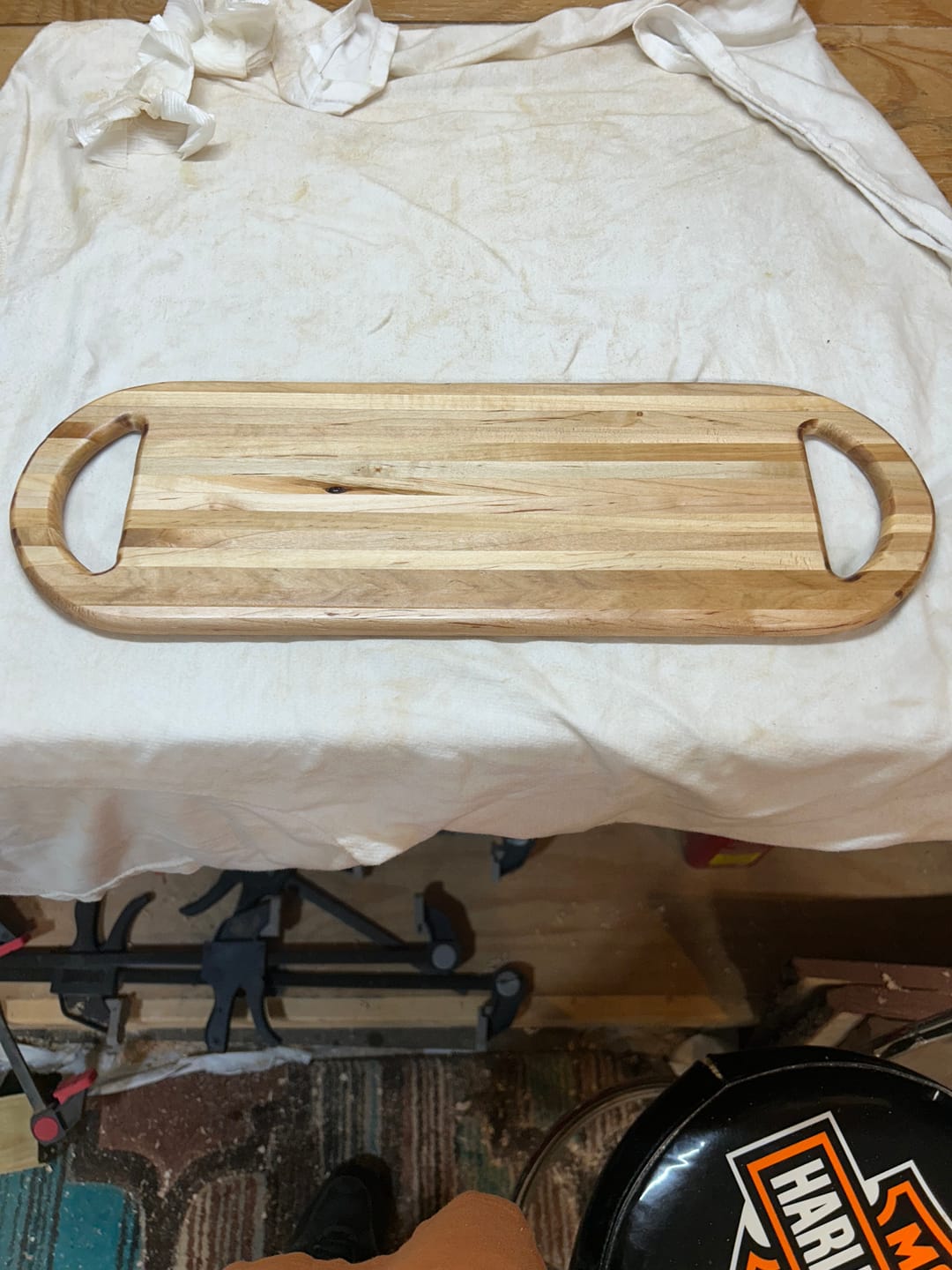 Customer photo review of 18x6" Stadium Shaped Serving Board Acrylic Router Template