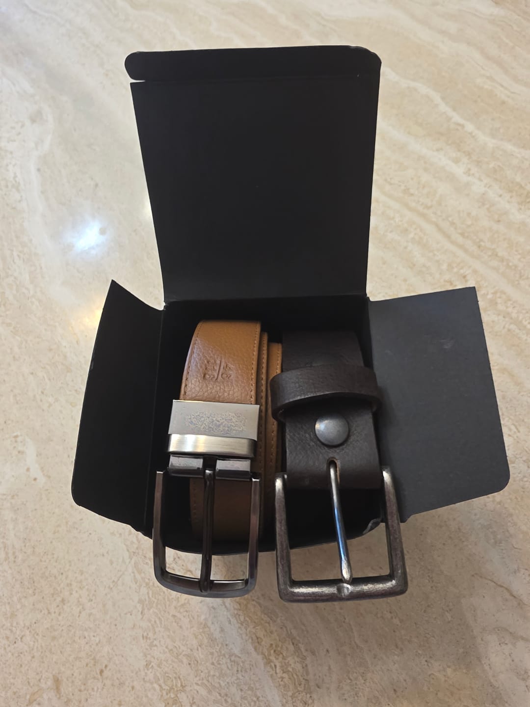Customer photo review of The Harvey Dent Belt - Reversible Stitched Full-Grain Pebbled Leather Belt