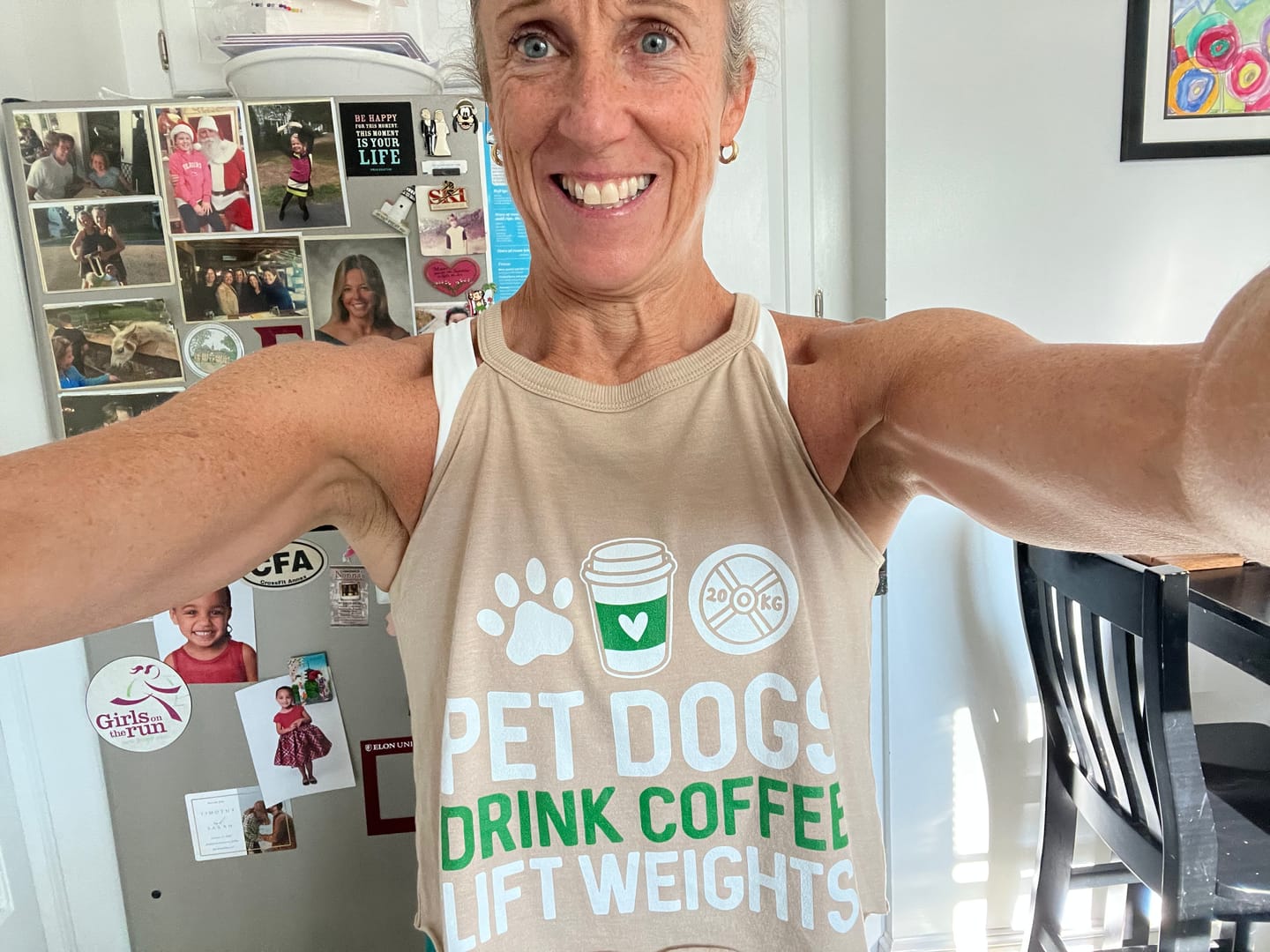 Customer photo review of Pet Dogs Drink Coffee Rocker Tank