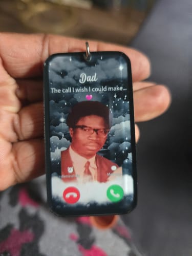 Customer photo review of The Call I Wish I Could Take Memorial Sympathy Gift Remembrance Keepsake Photo Personalized Acrylic Keychain