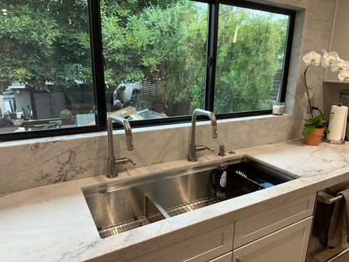 Customer photo review of 46" Large Workstation Kitchen Sink - Double Bowl Sink - Reversible (5LD46c)