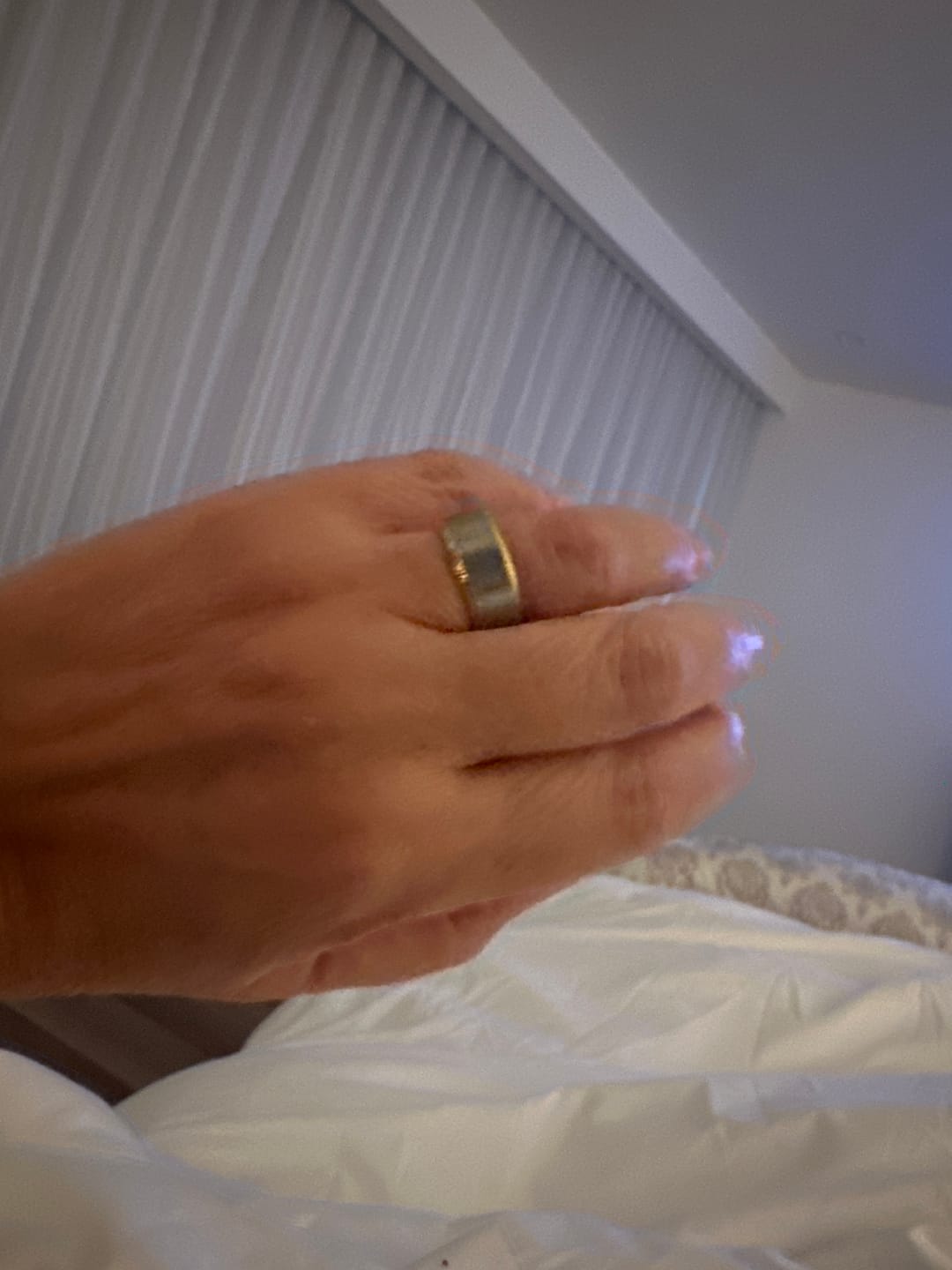Customer photo review of 8mm Yellow Gold Tungsten Carbide Wedding Ring Brushed Center