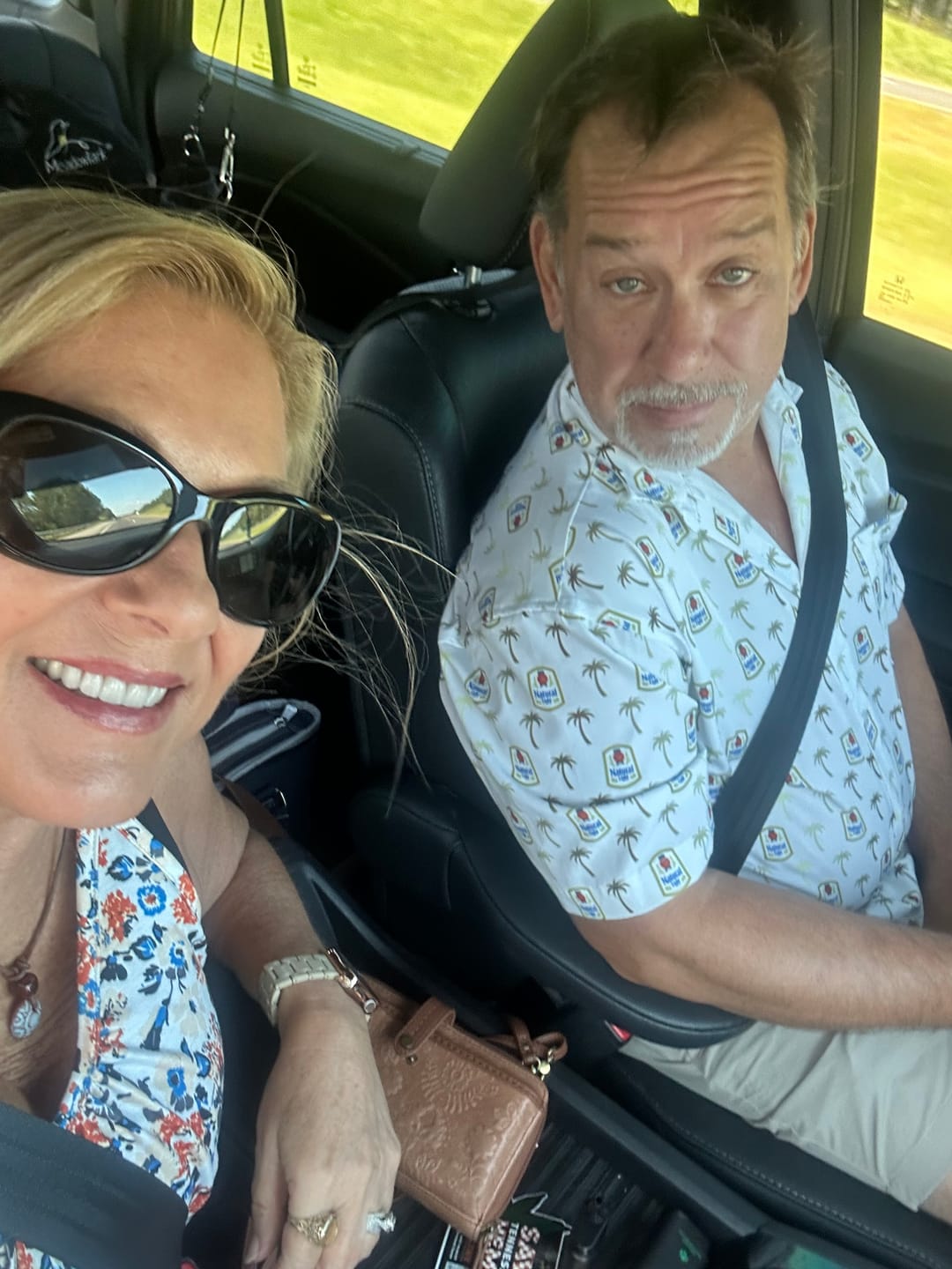 Customer photo review of Super Stretch - Gold Palms Natural Light Hawaiian Shirt