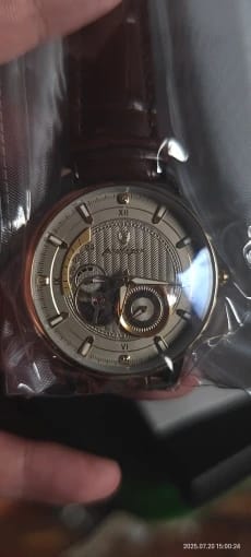 Customer photo review of Gold-Tone Skeleton Tourbillon Automatic Watch — Brown | KIMLUD